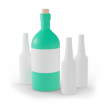 green and white glass bottles